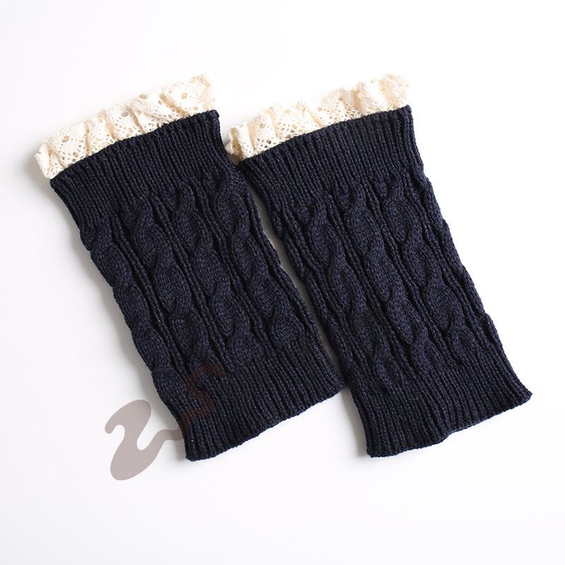 Lace Knitting Wool Socks Leggings Warm Autumn Winter Boots Lace Short Paragraph 8 Word Cannabis